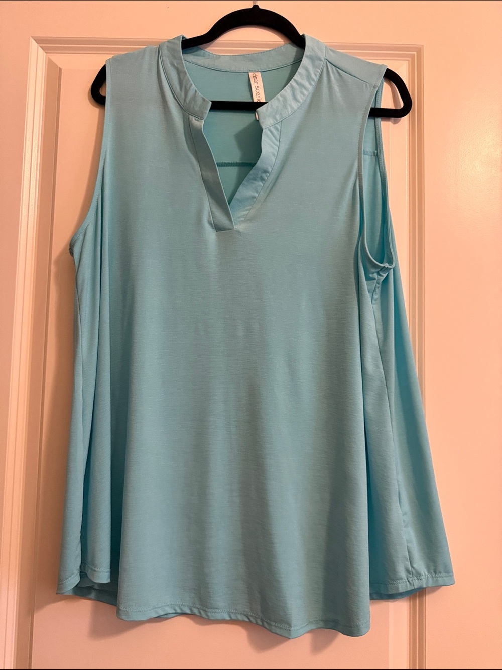 Dear Scarlett Lizzy Sleeveless Light Blue V-Neck Women's Blouse